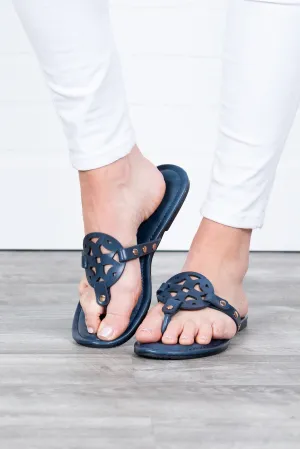 The Sky Is The Limit Navy Blue Sandals