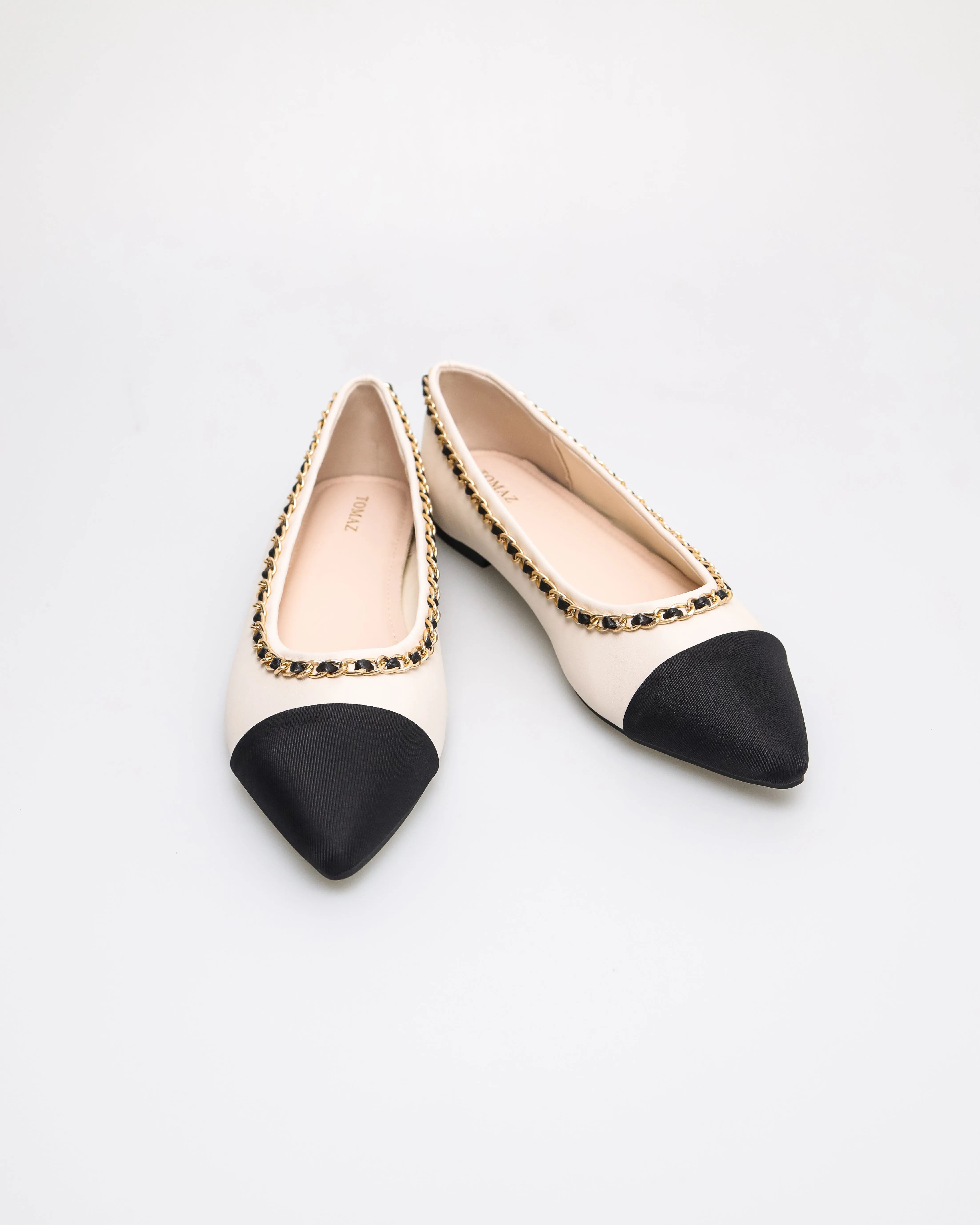 Tomaz YX190 Ladies Chain-Trimmed Ballet Flat