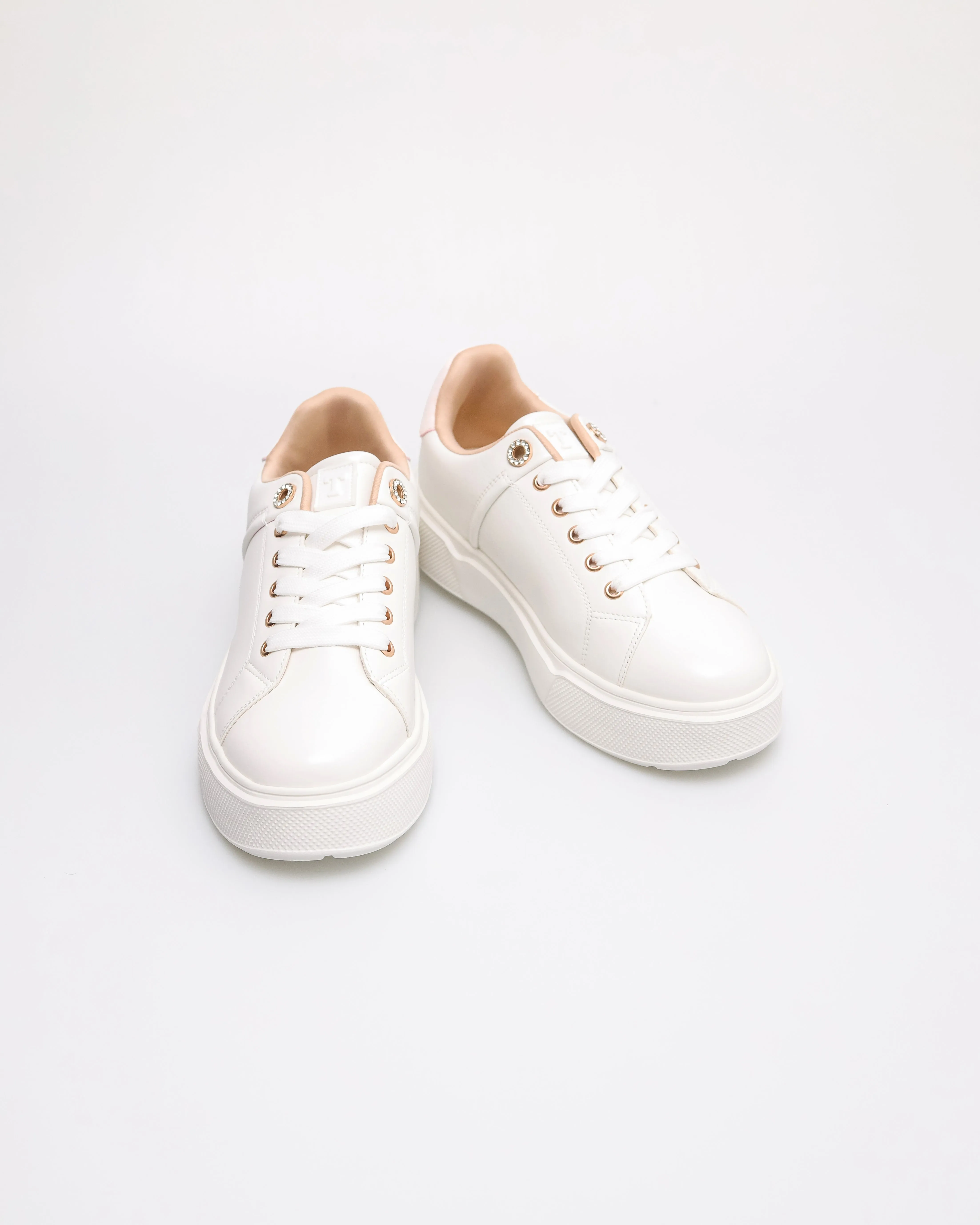 Tomaz YX207 Ladies Blush Accent Platform Sneakers