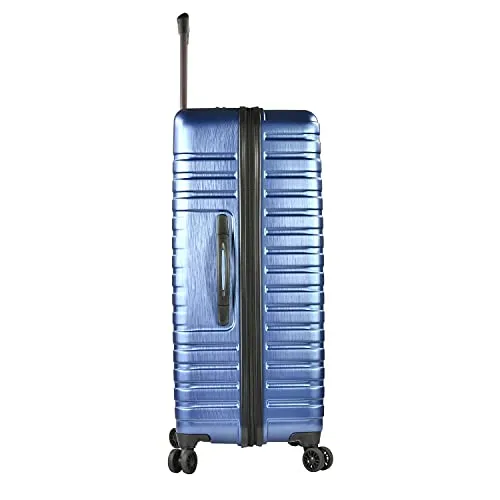 U.S. Traveler Boren Polycarbonate Hardside Rugged Travel Suitcase Luggage with 8 Spinner Wheels, Aluminum Handle, Navy, Checked-Large 30-Inch