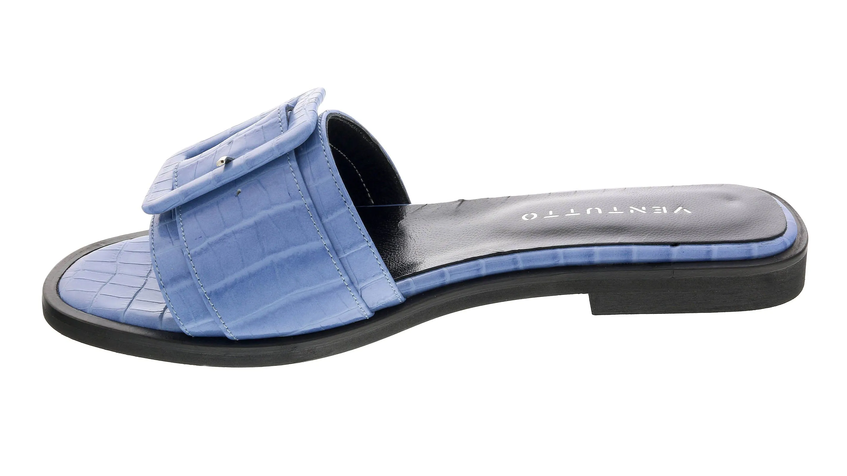 Ventutto Dusk Wide Buckle Flat Leather Slide-