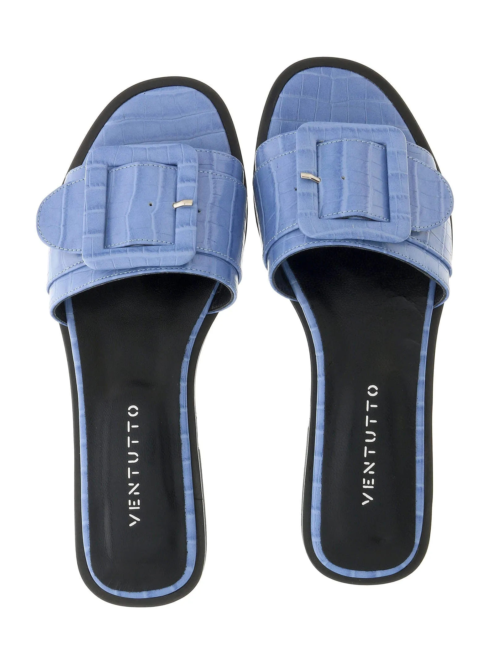 Ventutto Dusk Wide Buckle Flat Leather Slide-
