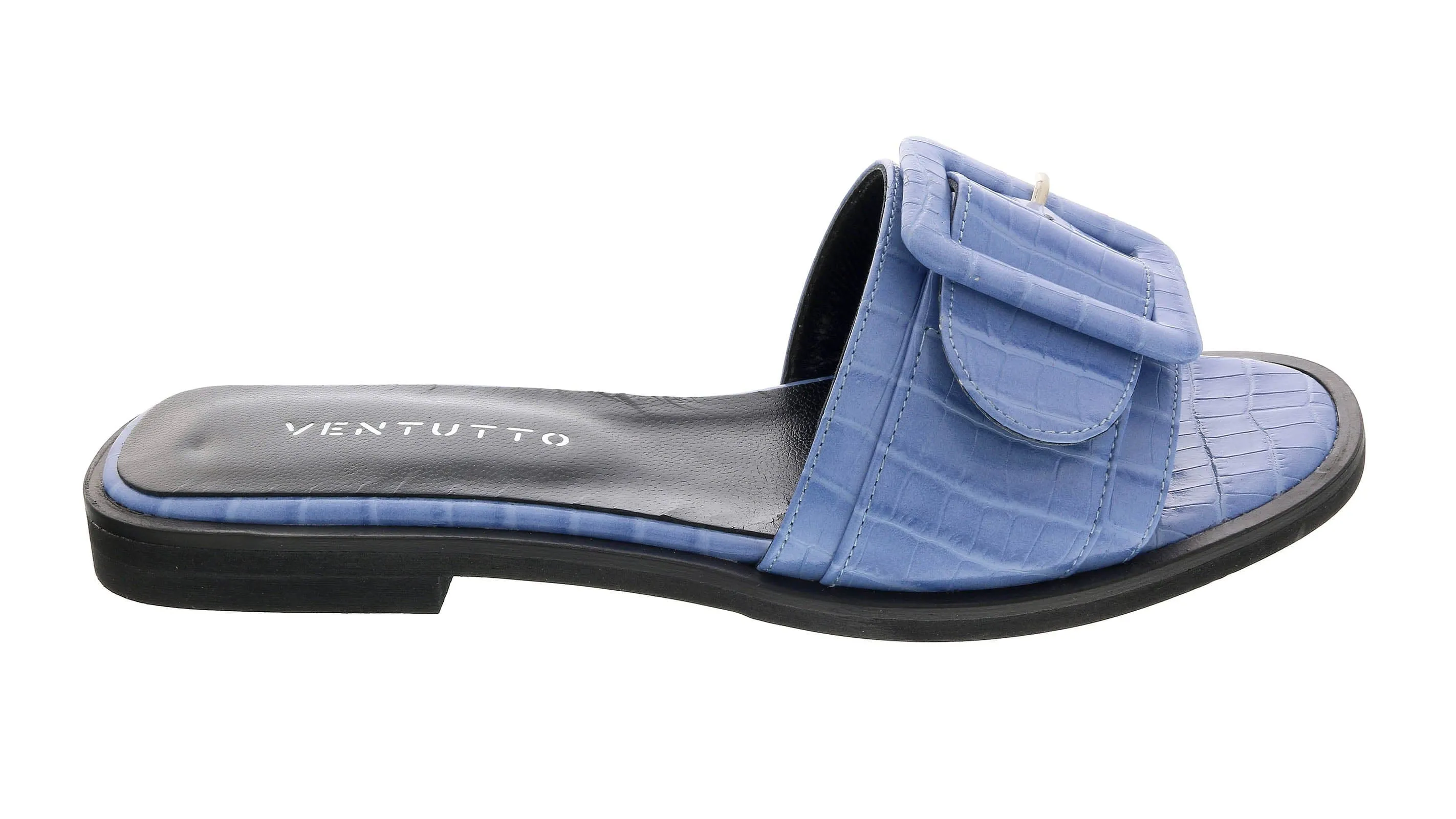 Ventutto Dusk Wide Buckle Flat Leather Slide-