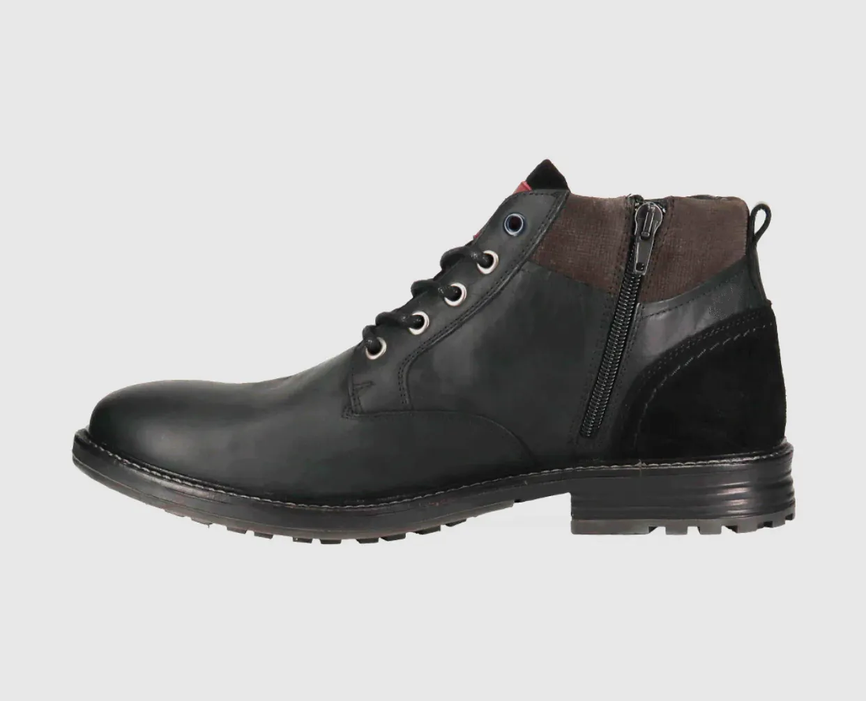 Wild Rhino Nash Black 5 Eyelet Double Zip Ankle Boot Made In Portugal