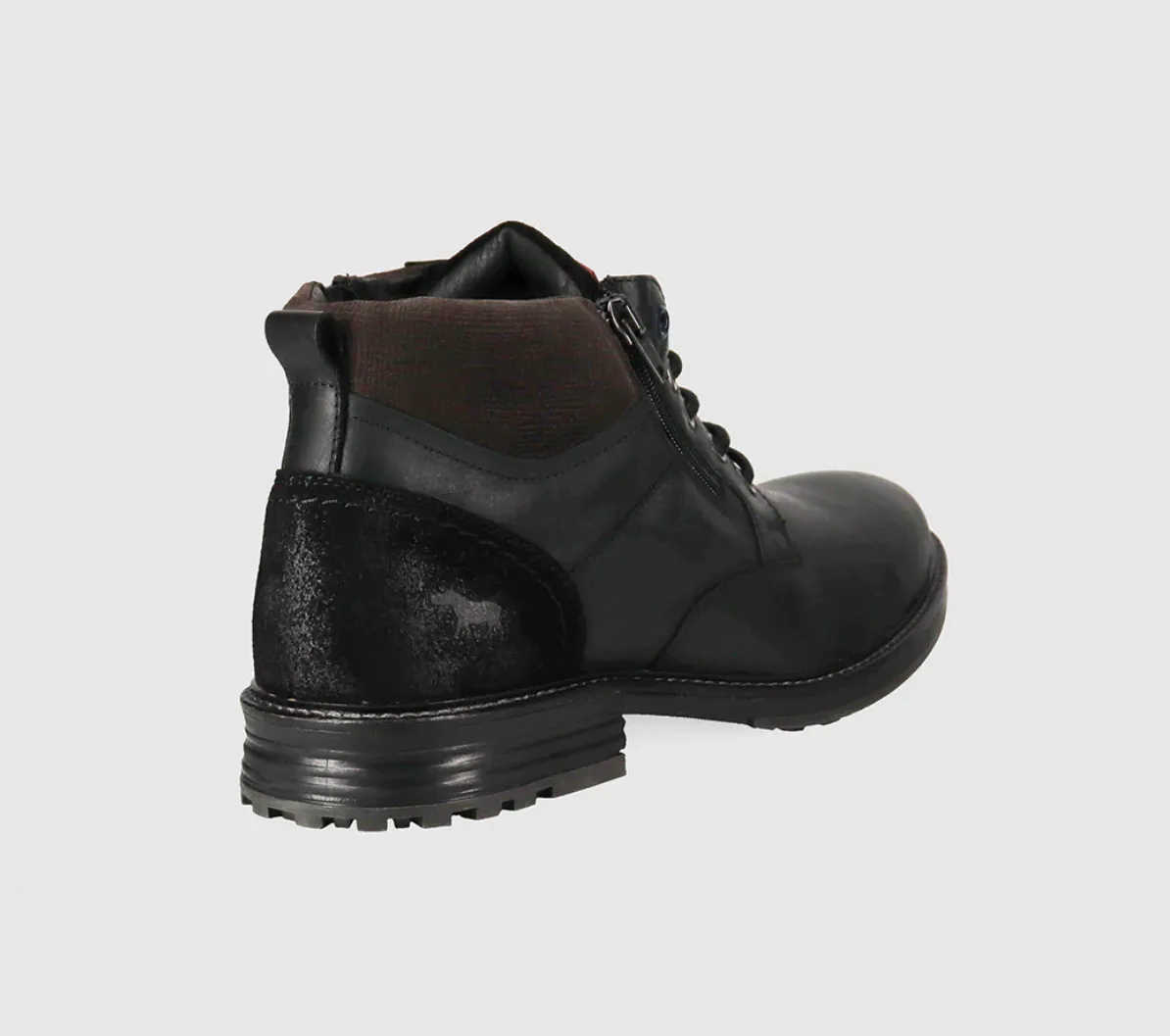 Wild Rhino Nash Black 5 Eyelet Double Zip Ankle Boot Made In Portugal