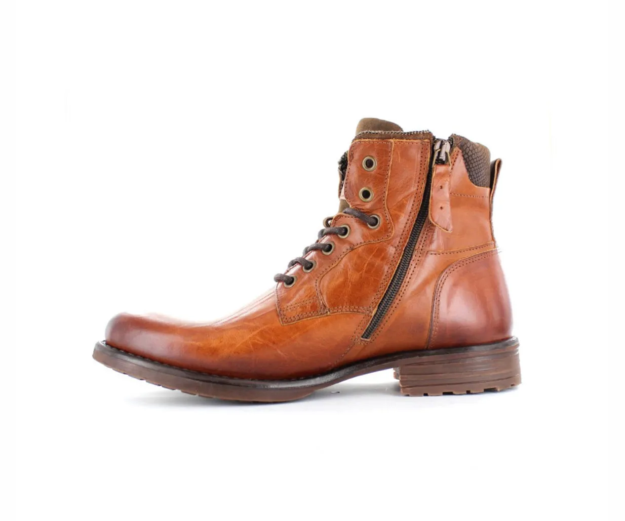 Wild Rhino Panama Camel 7 Eyelet Zip Ankle Boot Made In Portugal
