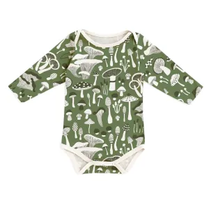 Winter Water Factory | Long-Sleeve Snapsuit in Fungi Green
