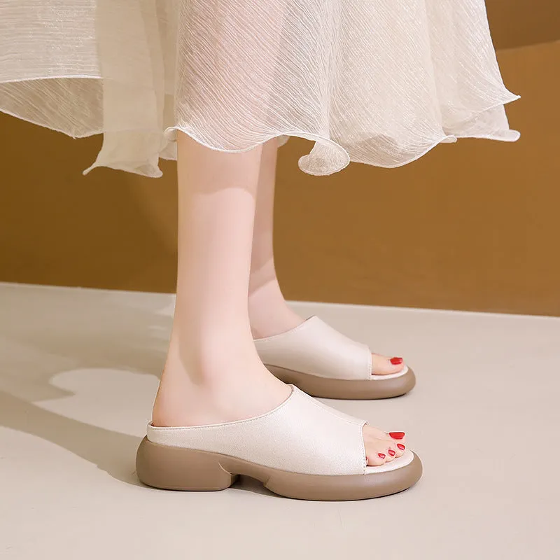 Women's Leather Versatile Fashion Slide Sandals