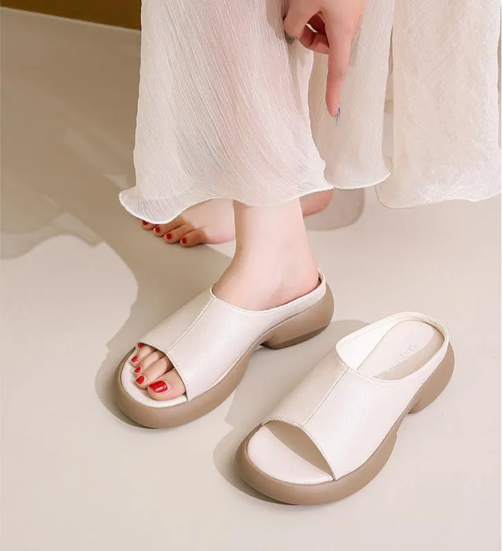 Women's Leather Versatile Fashion Slide Sandals