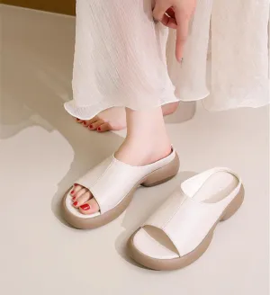 Women's Leather Versatile Fashion Slide Sandals