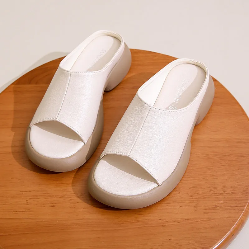 Women's Leather Versatile Fashion Slide Sandals
