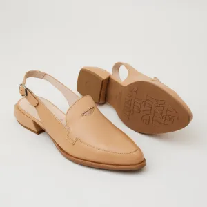 Wonders Tan Leather Slingback Shoes