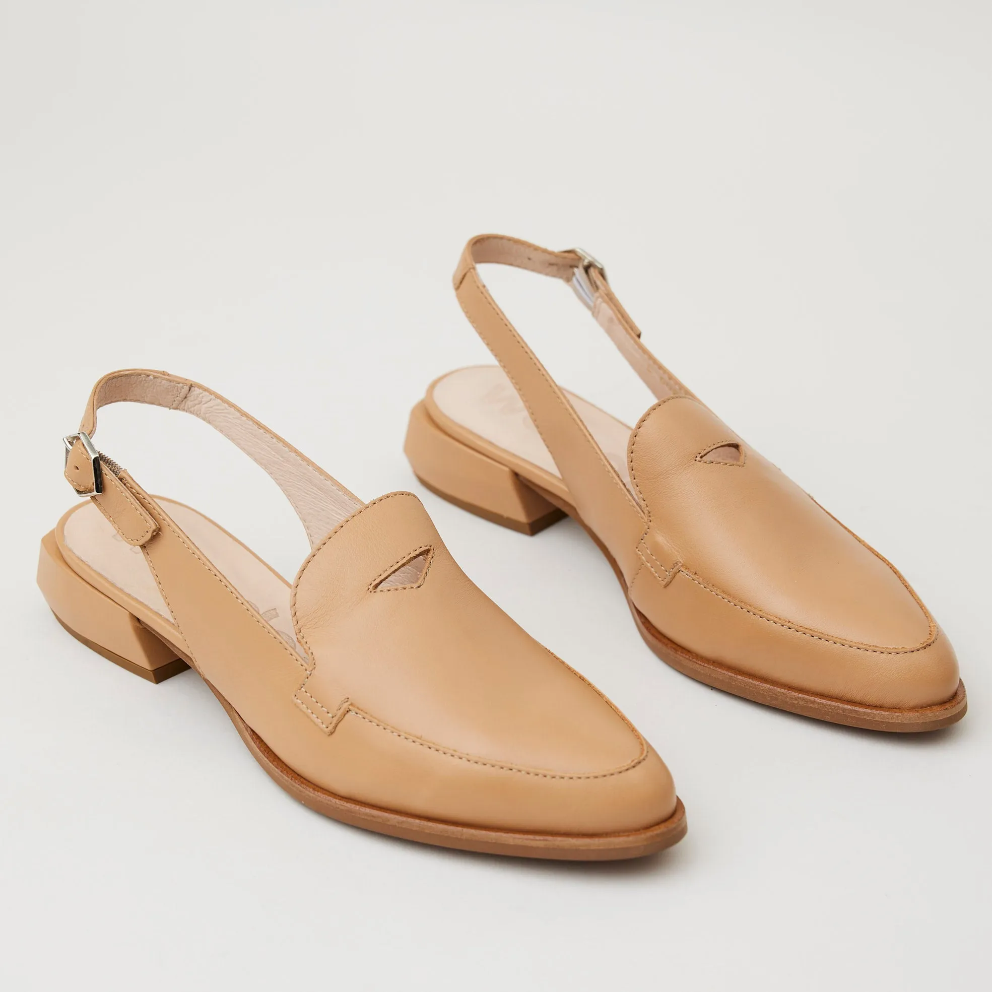 Wonders Tan Leather Slingback Shoes