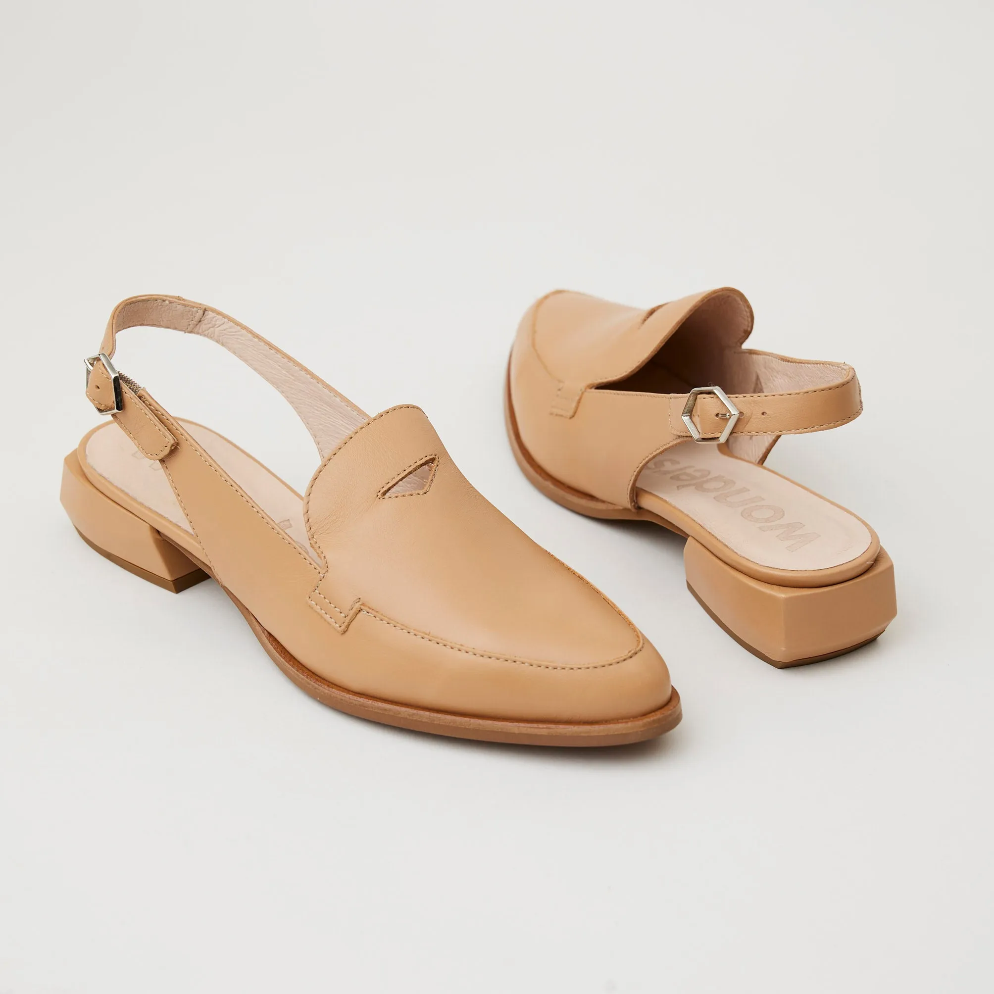 Wonders Tan Leather Slingback Shoes