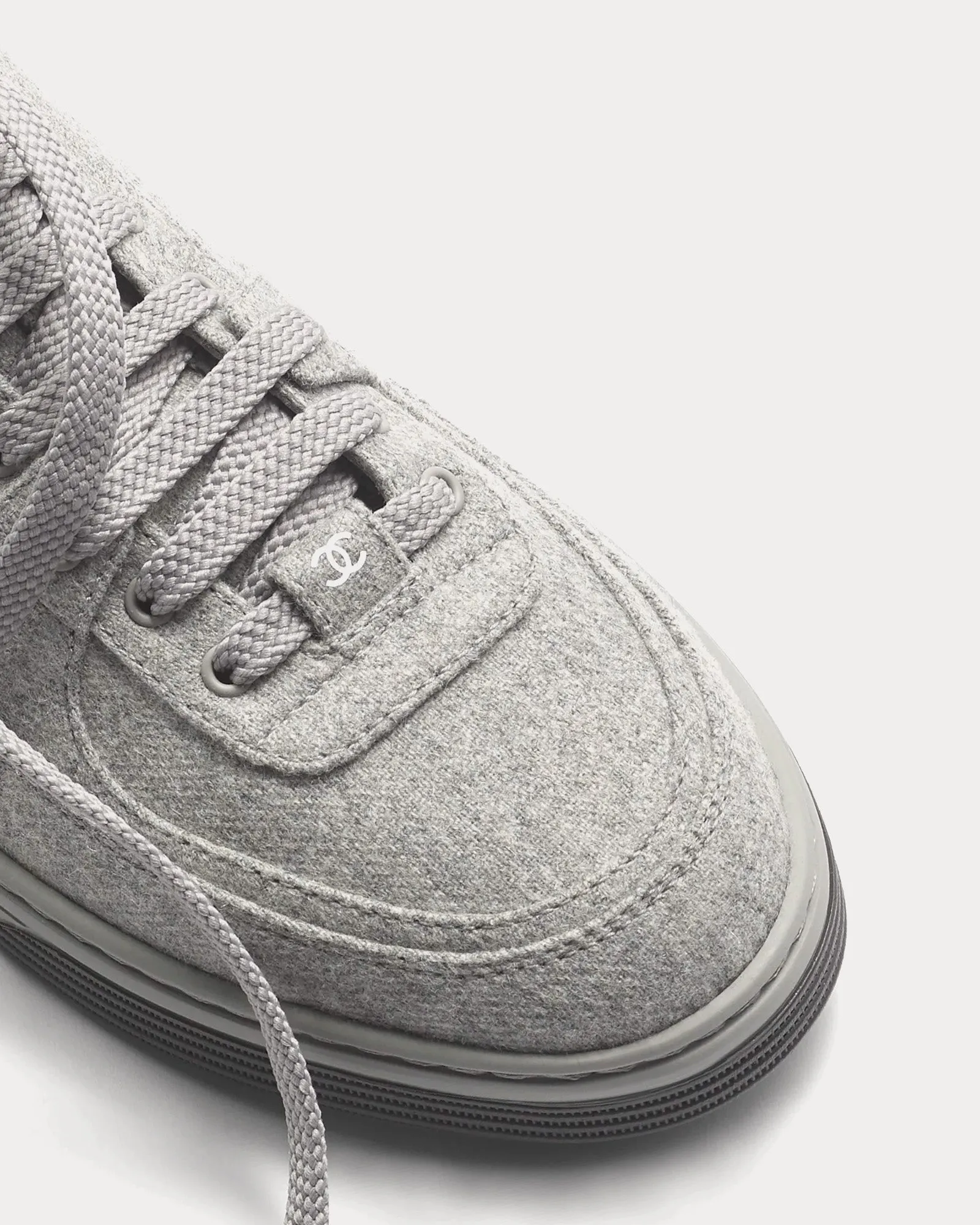 Wool & Mixed Fibres Light Grey Low Top Sneakers
