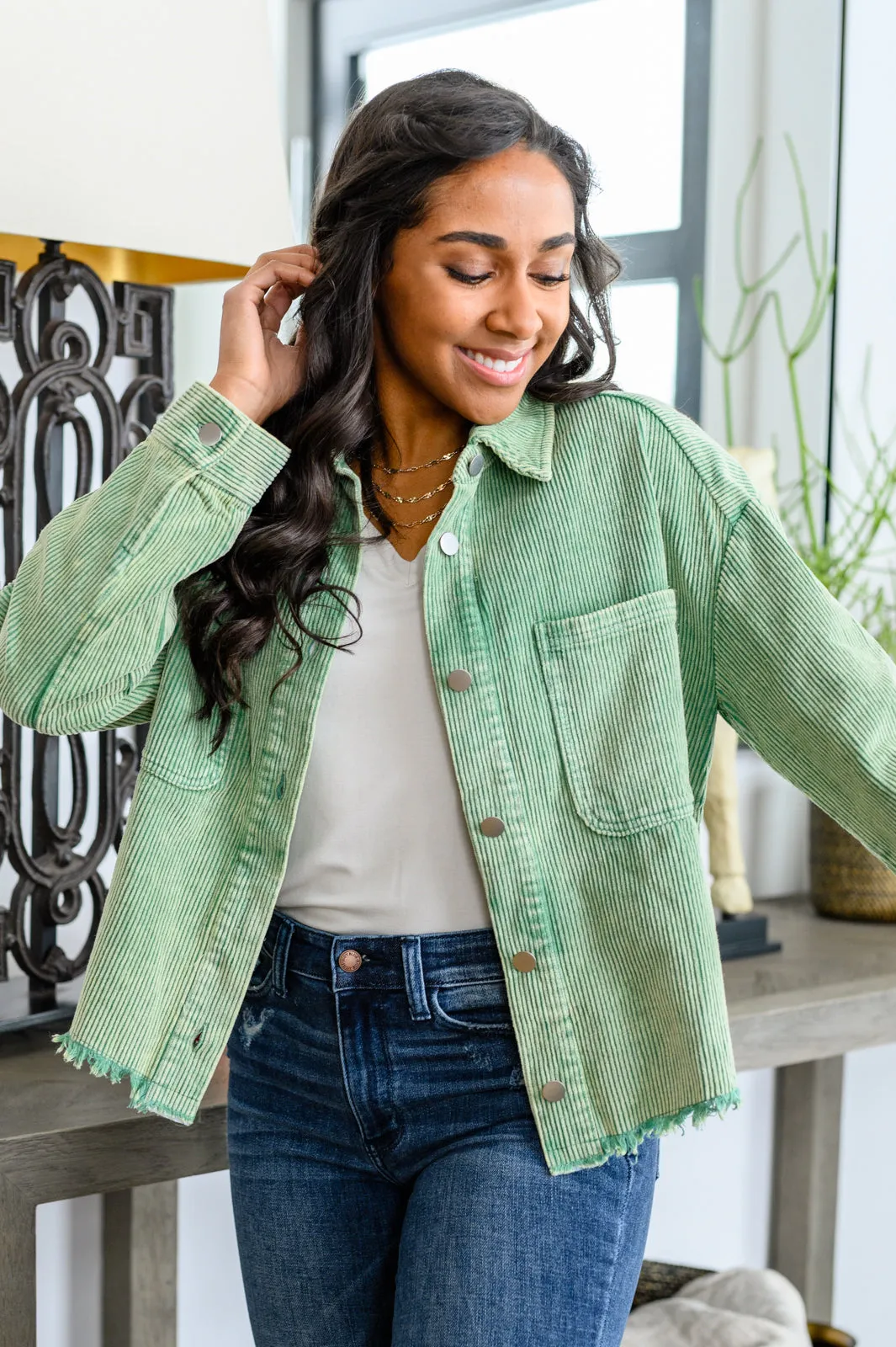 You're In Luck Raw Edge Corduroy Jacket