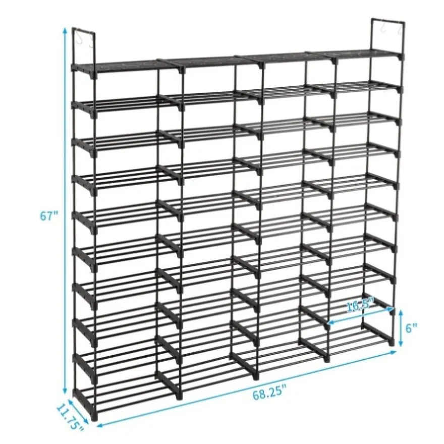 ZUN 10 Tiers Shoe Rack Storage Organizer Shoe Shelf Organizer for Entryway Holds 80 Pairs Shoe, 04139794
